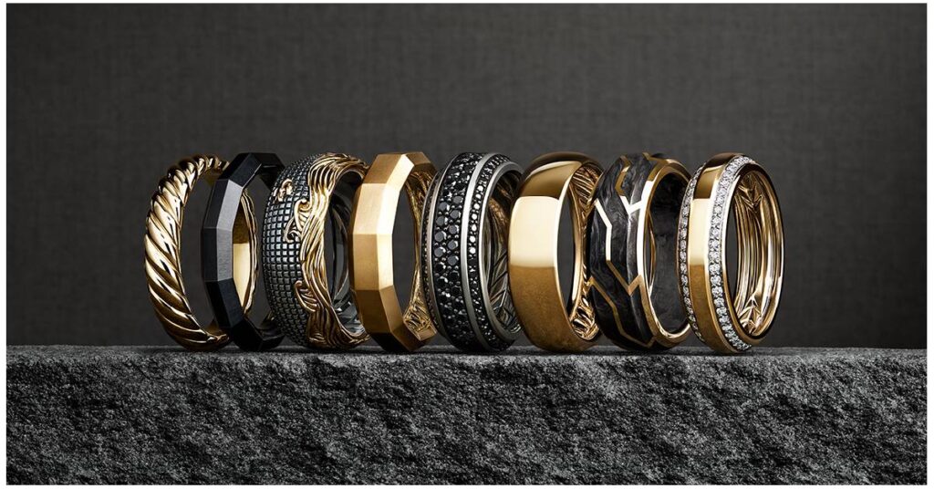 Mens Black & Gold Wedding Bands